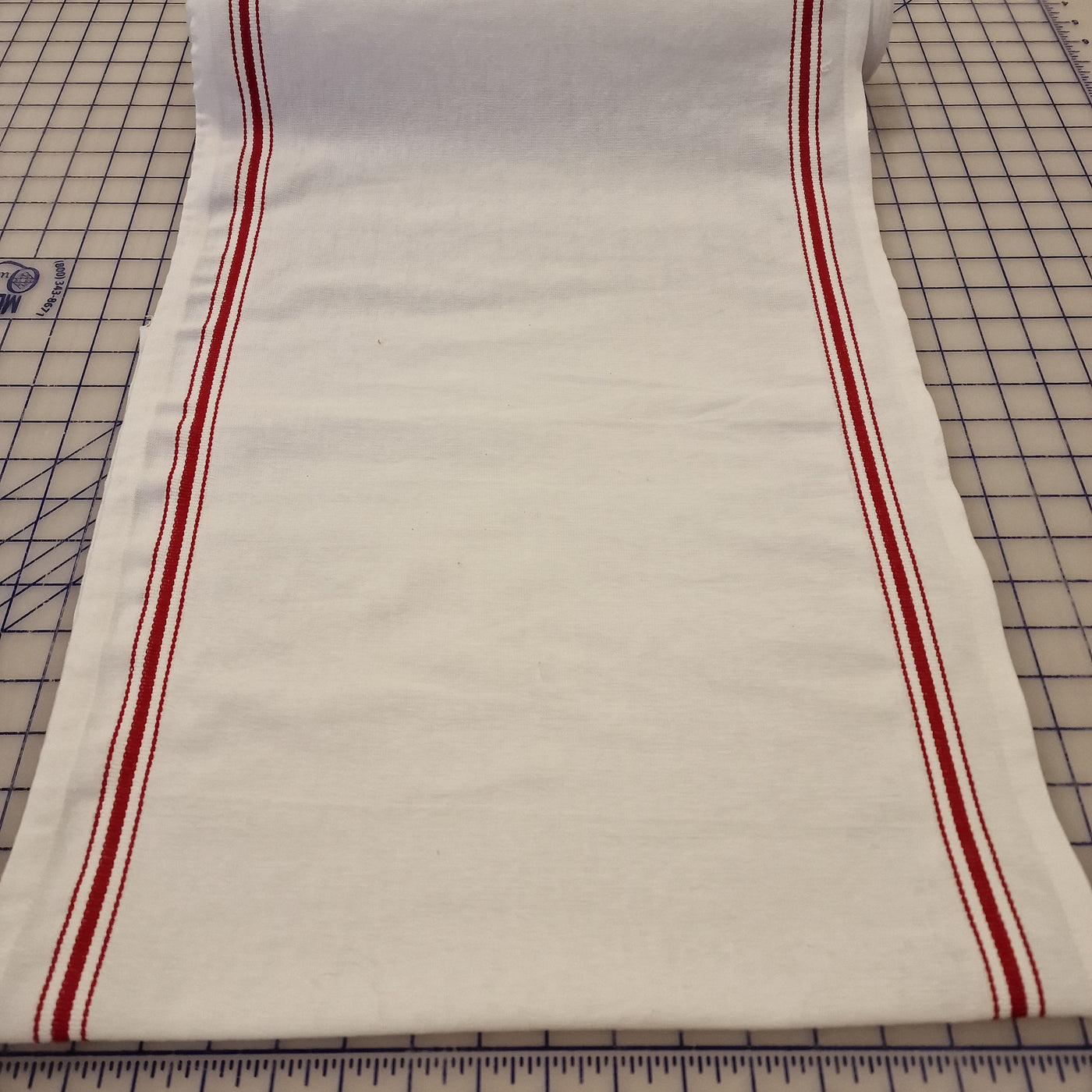 Moda Toweling -hvit med røde striper