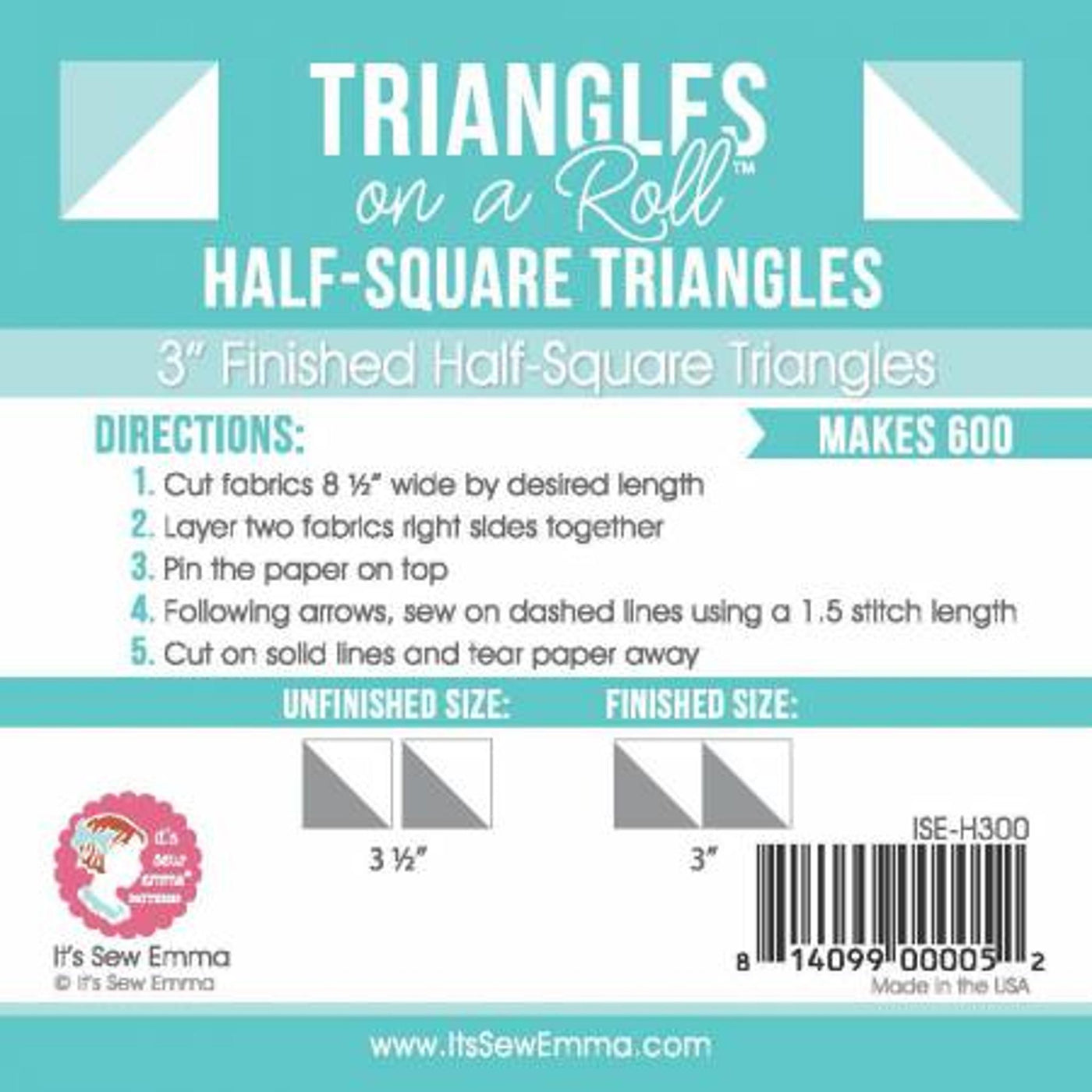 Triangles on a Roll - 1 1/2"" Half-square triangles