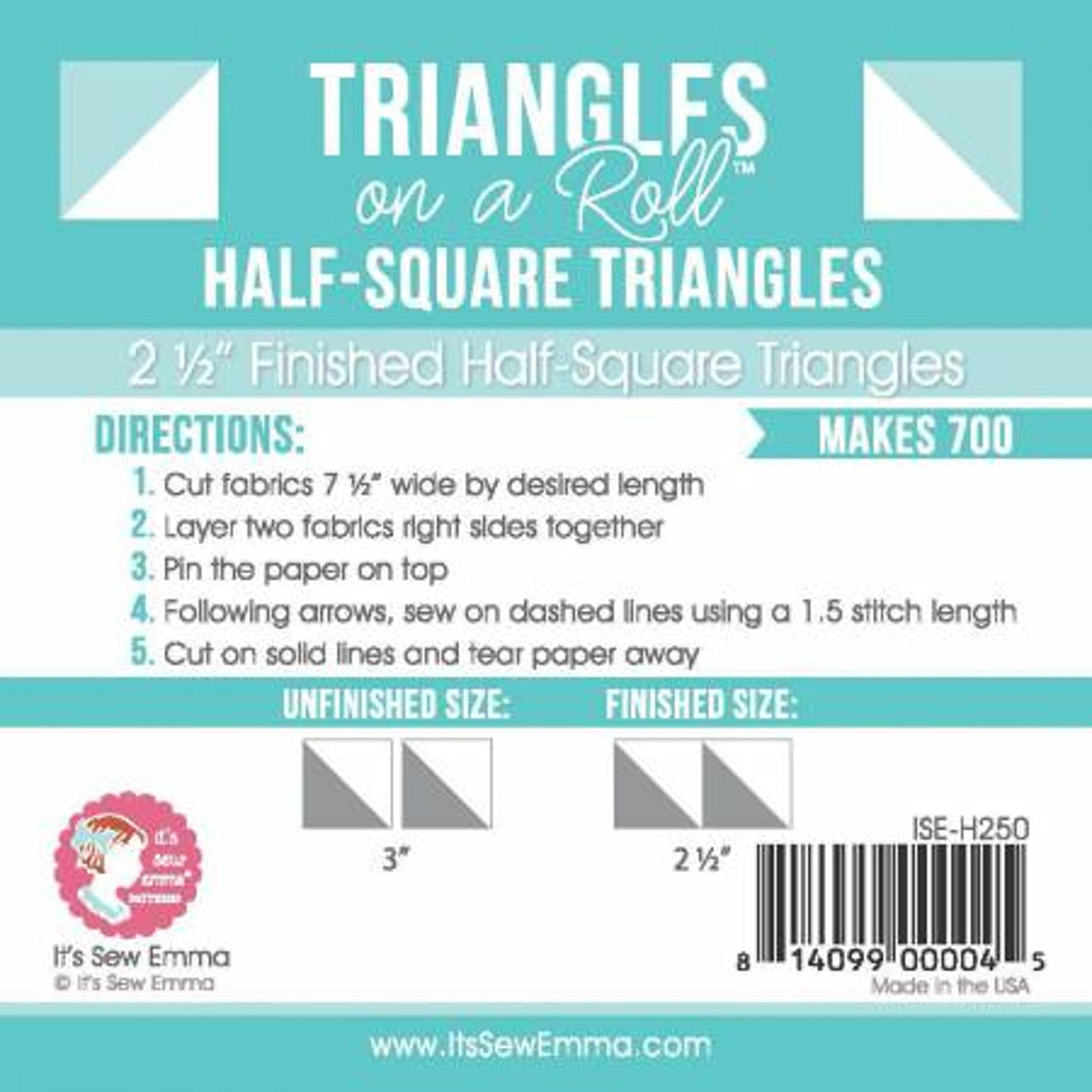 Triangles on a Roll - 2 1/2"" Half-square triangles