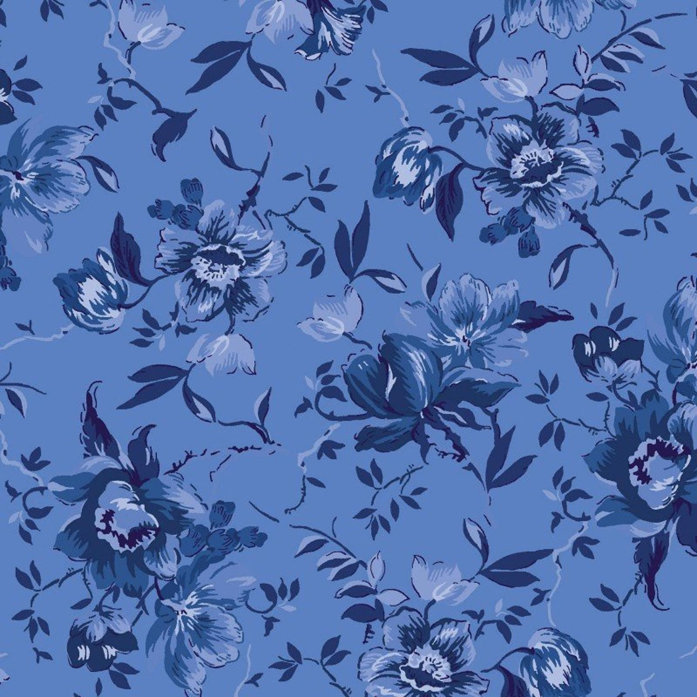Blå bunn med blå blomster 2503-B