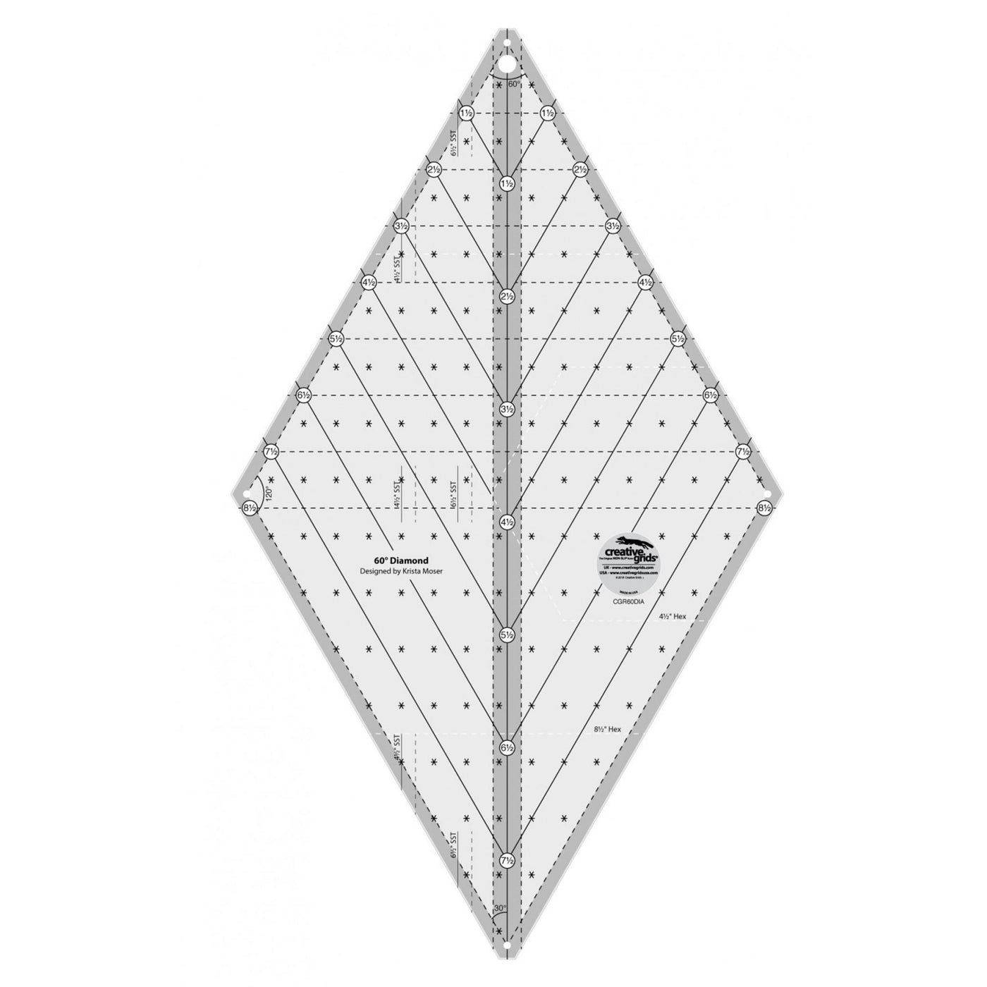 Linjal Creative Grids 60 grader Diamond