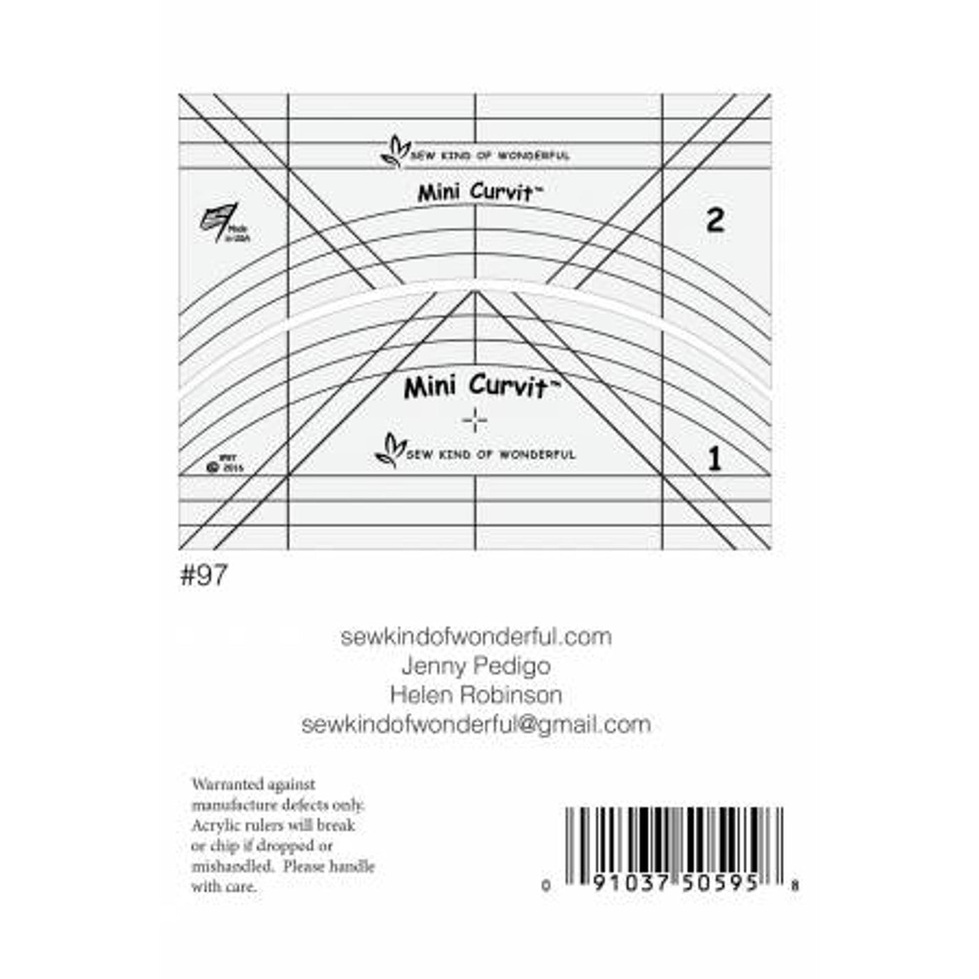 Quiltelinjal  for Quick curve ruler liten