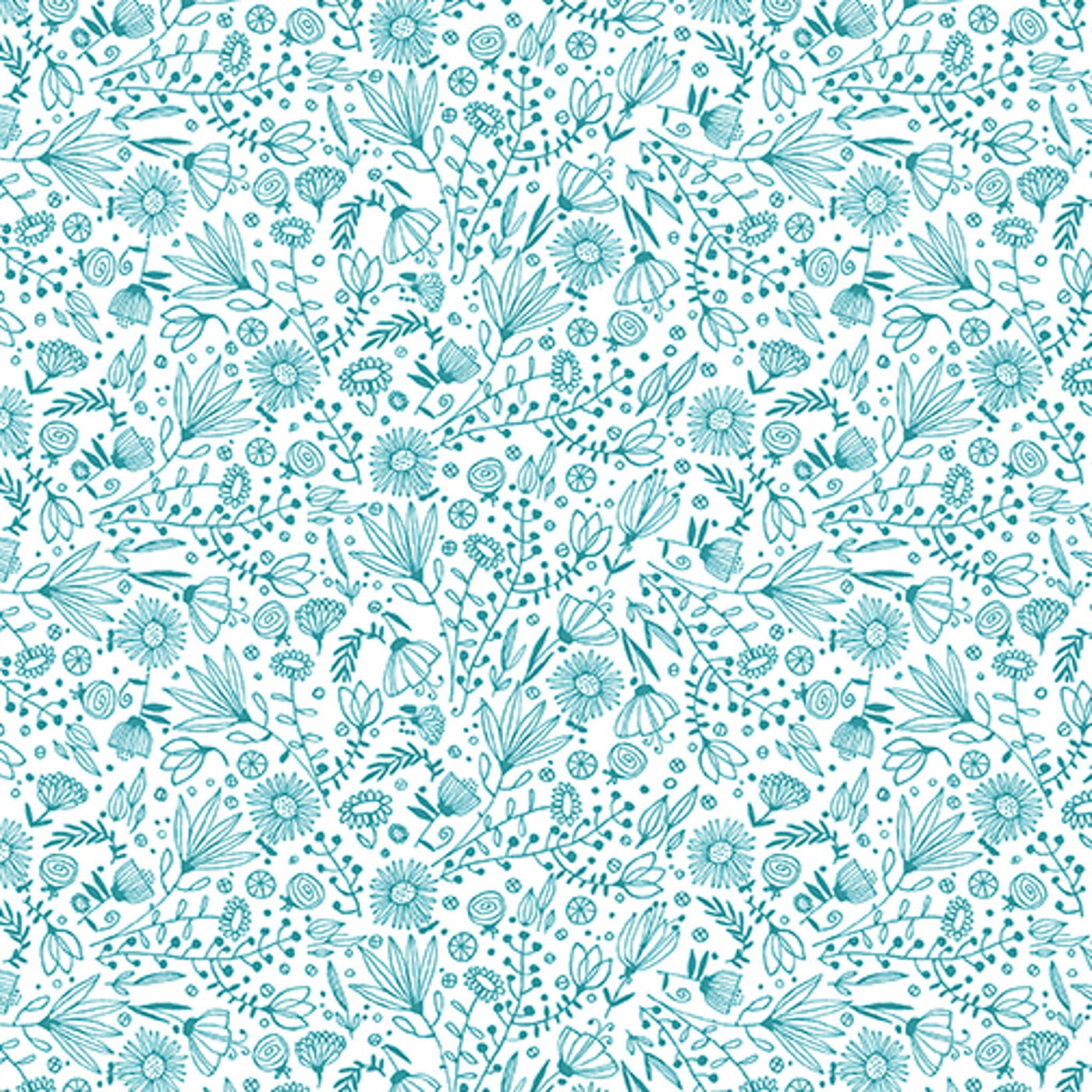 Whisp Flowers Teal 10337-80 It's raining cats and Dogs